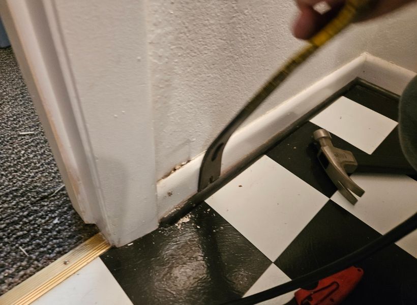 extracting water in the bathroom