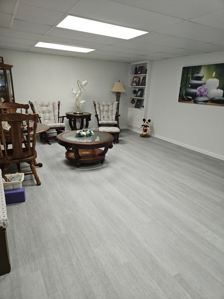 Restored basement living area after professional flood cleanup
