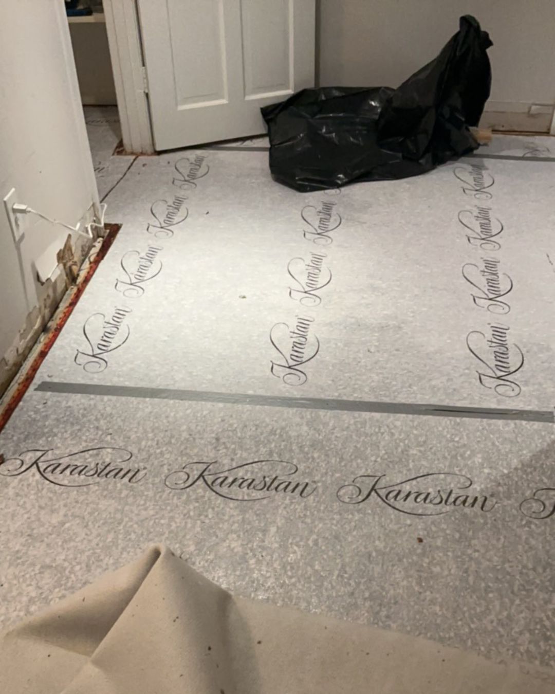 Basement flooring removed for water damage restoration