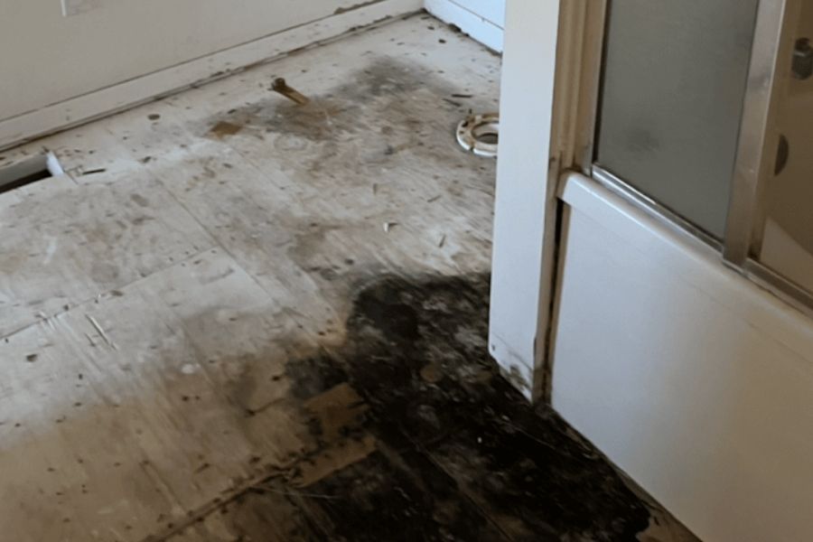 Water damage in bathroom