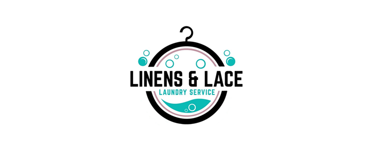 A logo for linens and lace laundry service.