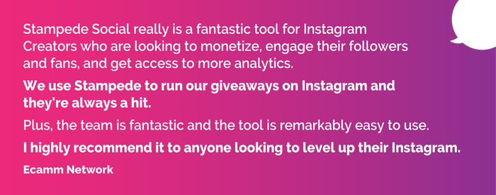 Stampede Social really is a fantastic tool for Instagram Creators who are looking to monetize, engage their followers and fans, and get access to more analytics.