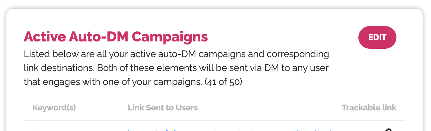 Instagram automated DM campaign by link