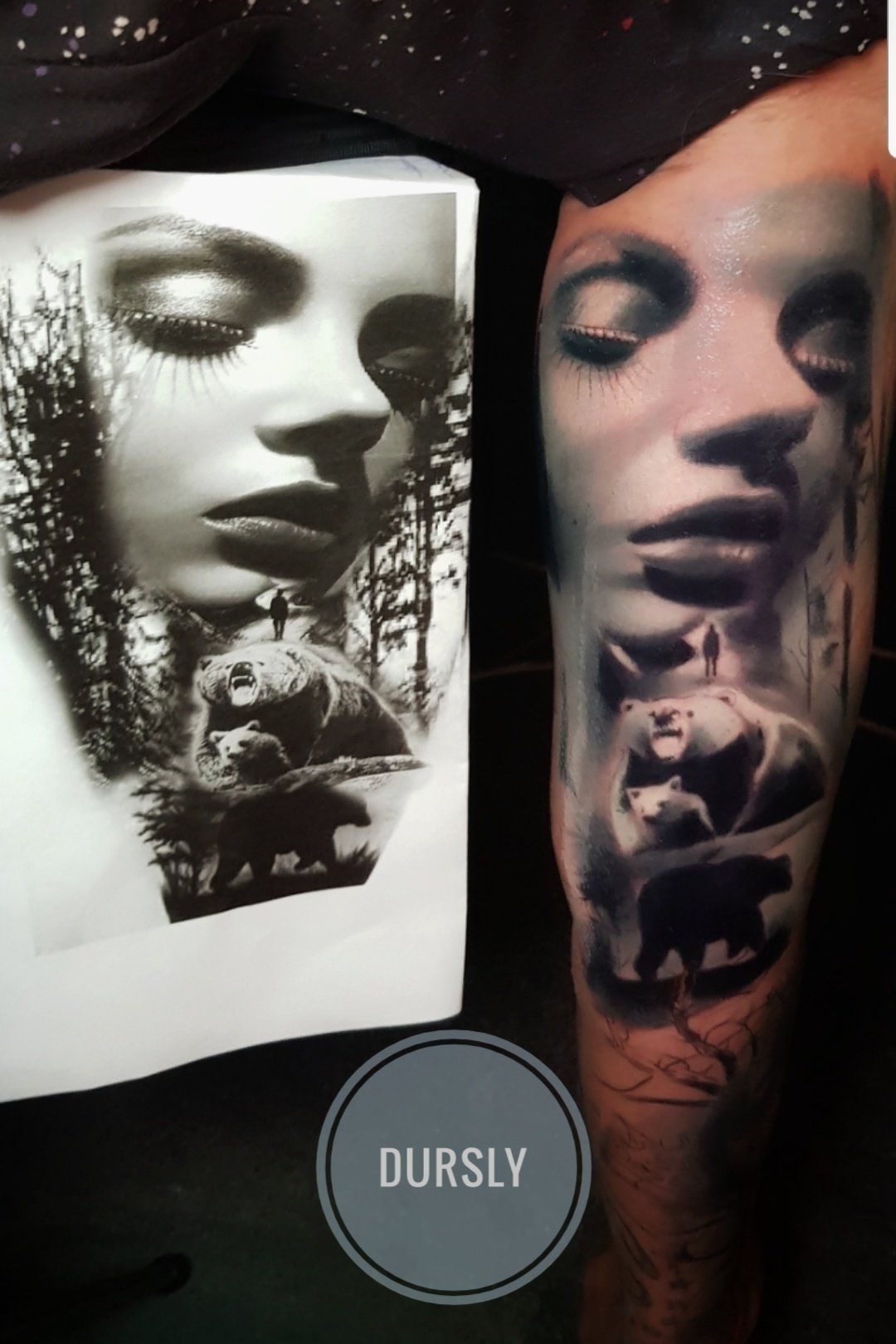 vrouwen potrait en beren tattoo