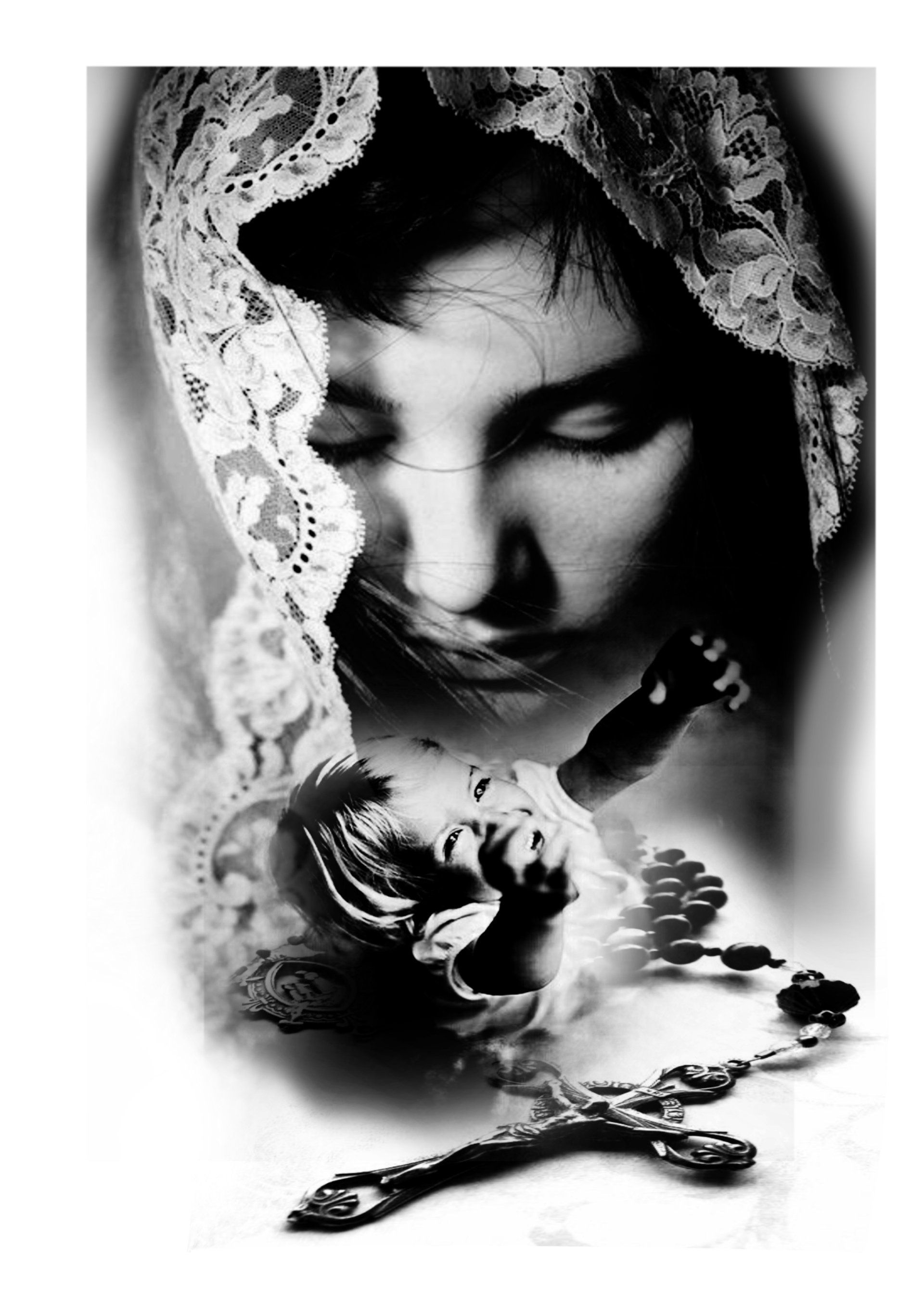 Praying woman child rosary