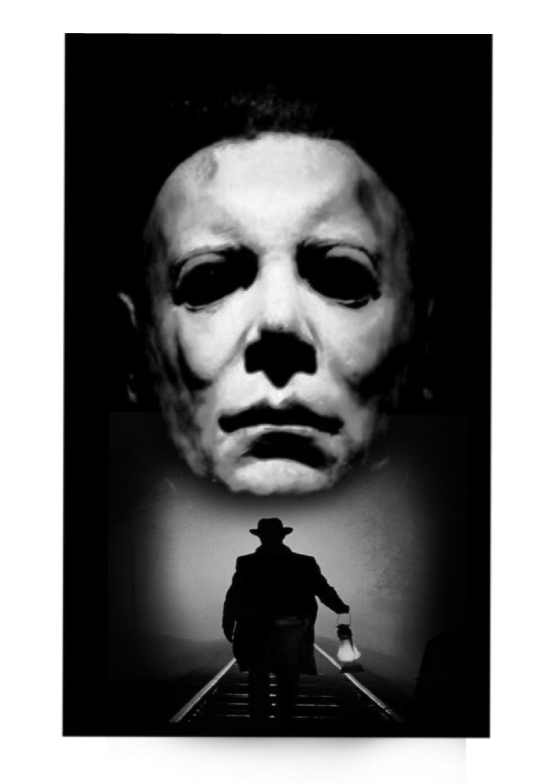 Mask man walking black and grey