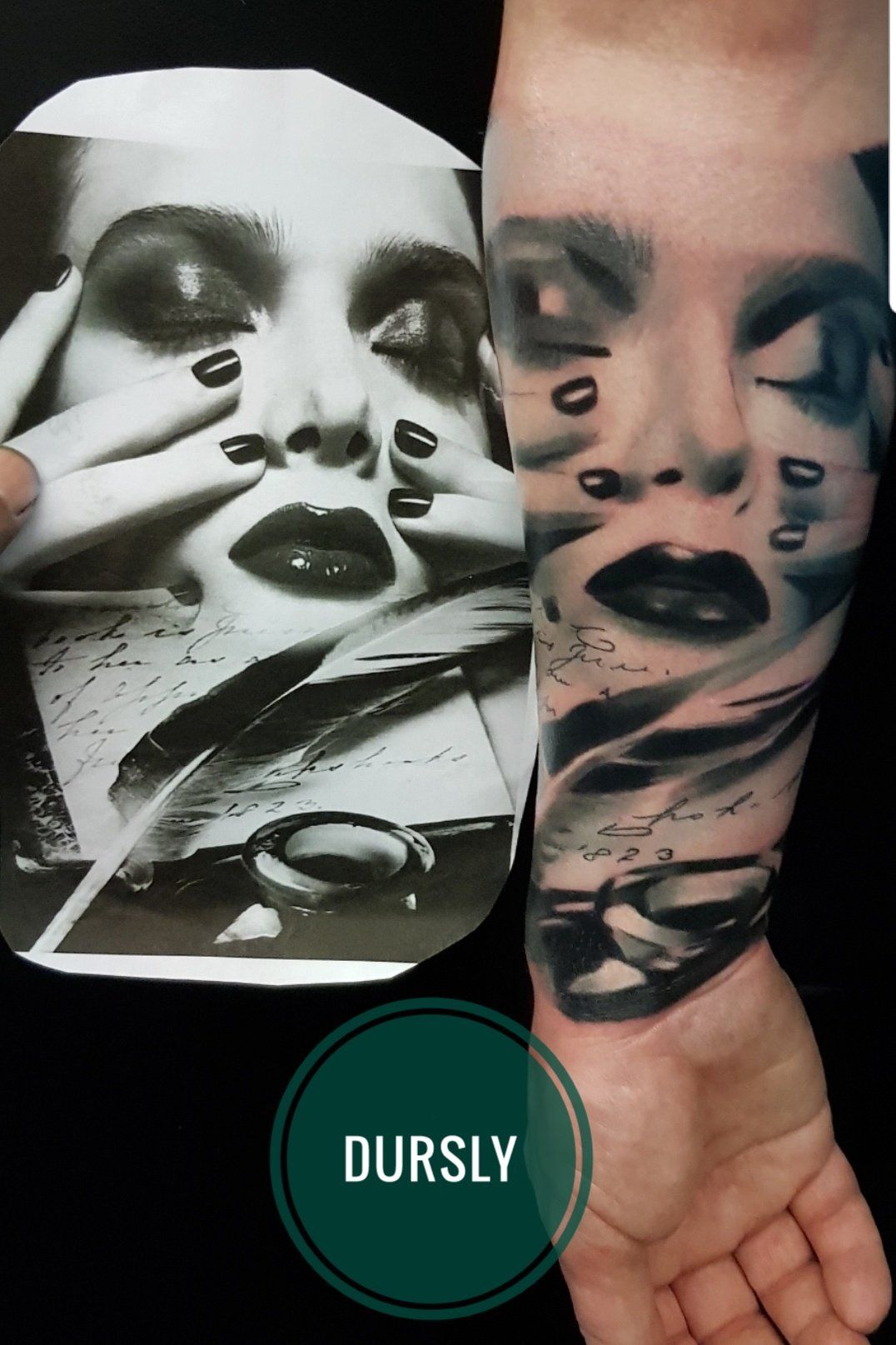 Potrait veer vrouw gezicht tattoo