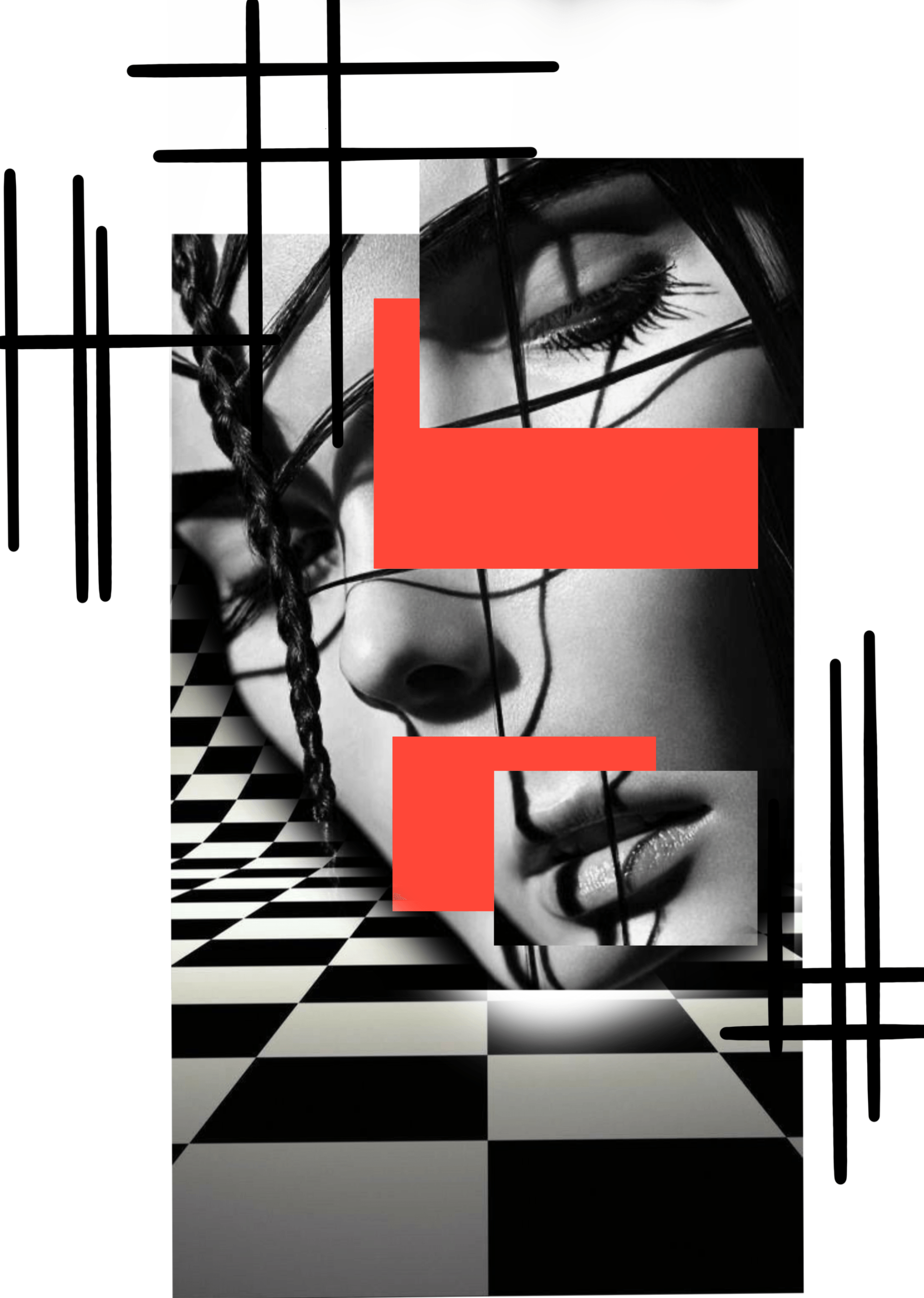 Woman face abstract line work