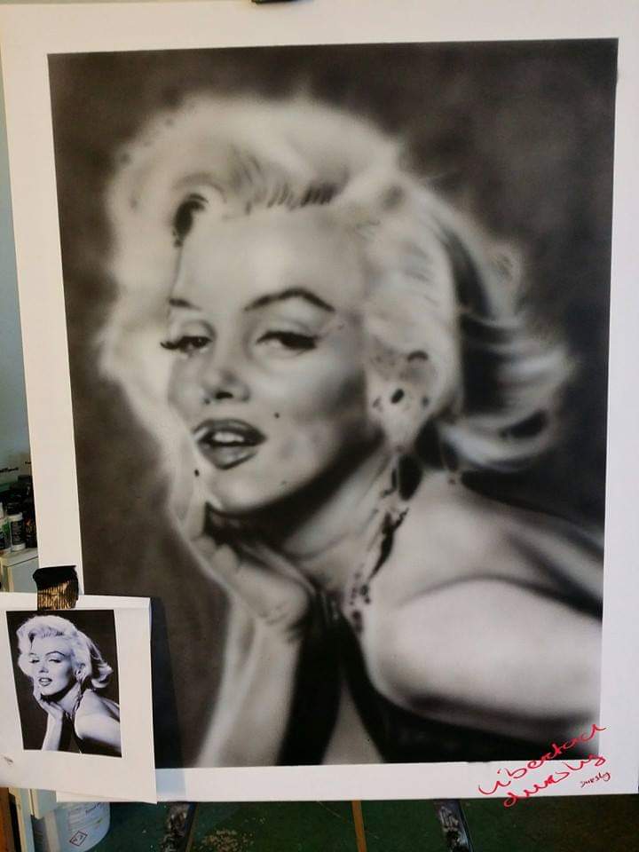 marilyn monroe schilderij airbrush
