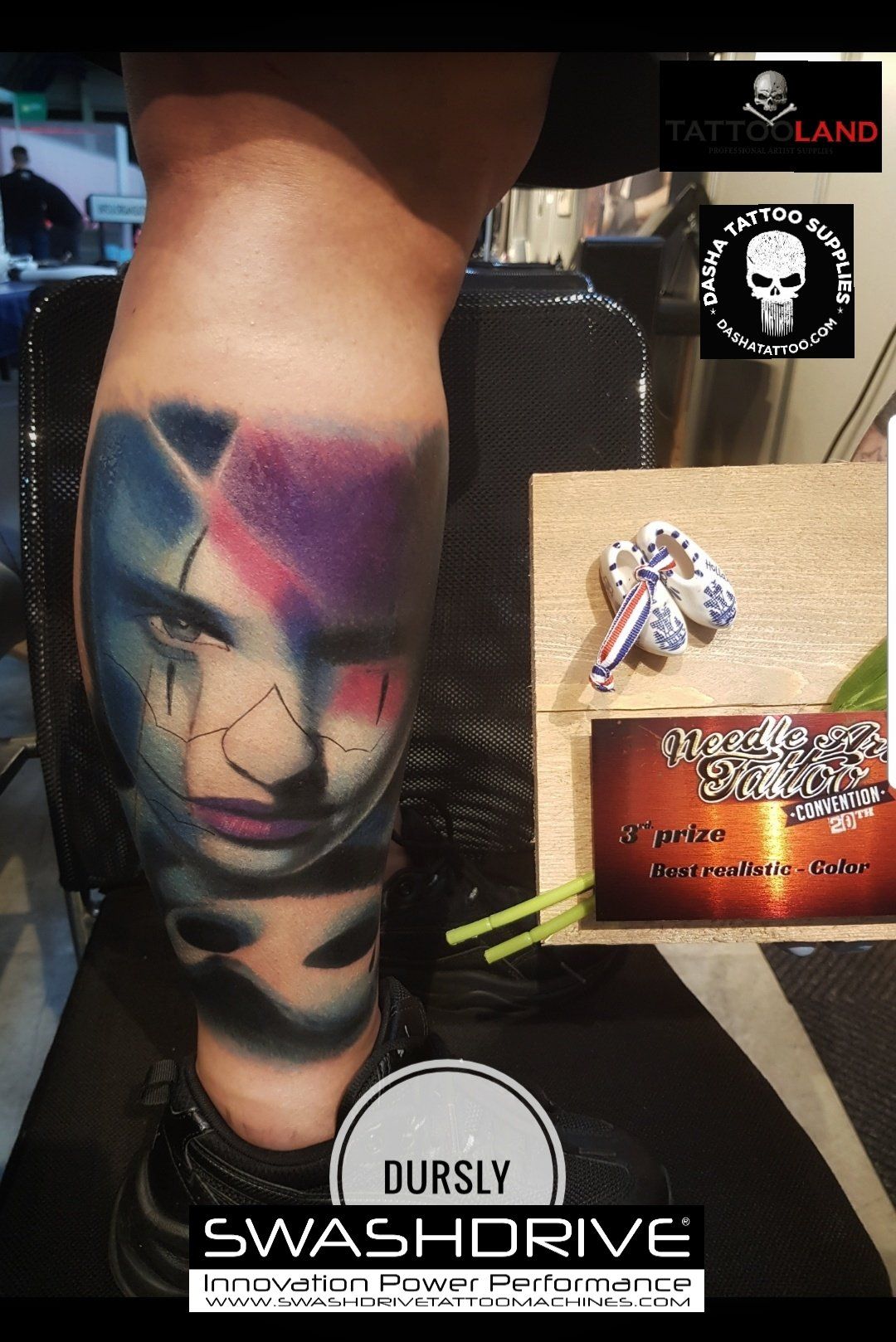 Full colour gezicht tattoo prijs winnende tattoo