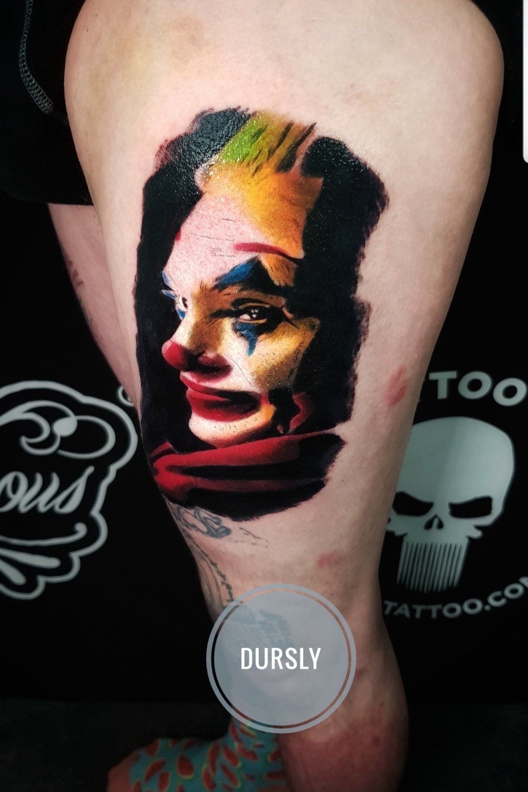 joker full colour face tattoo
