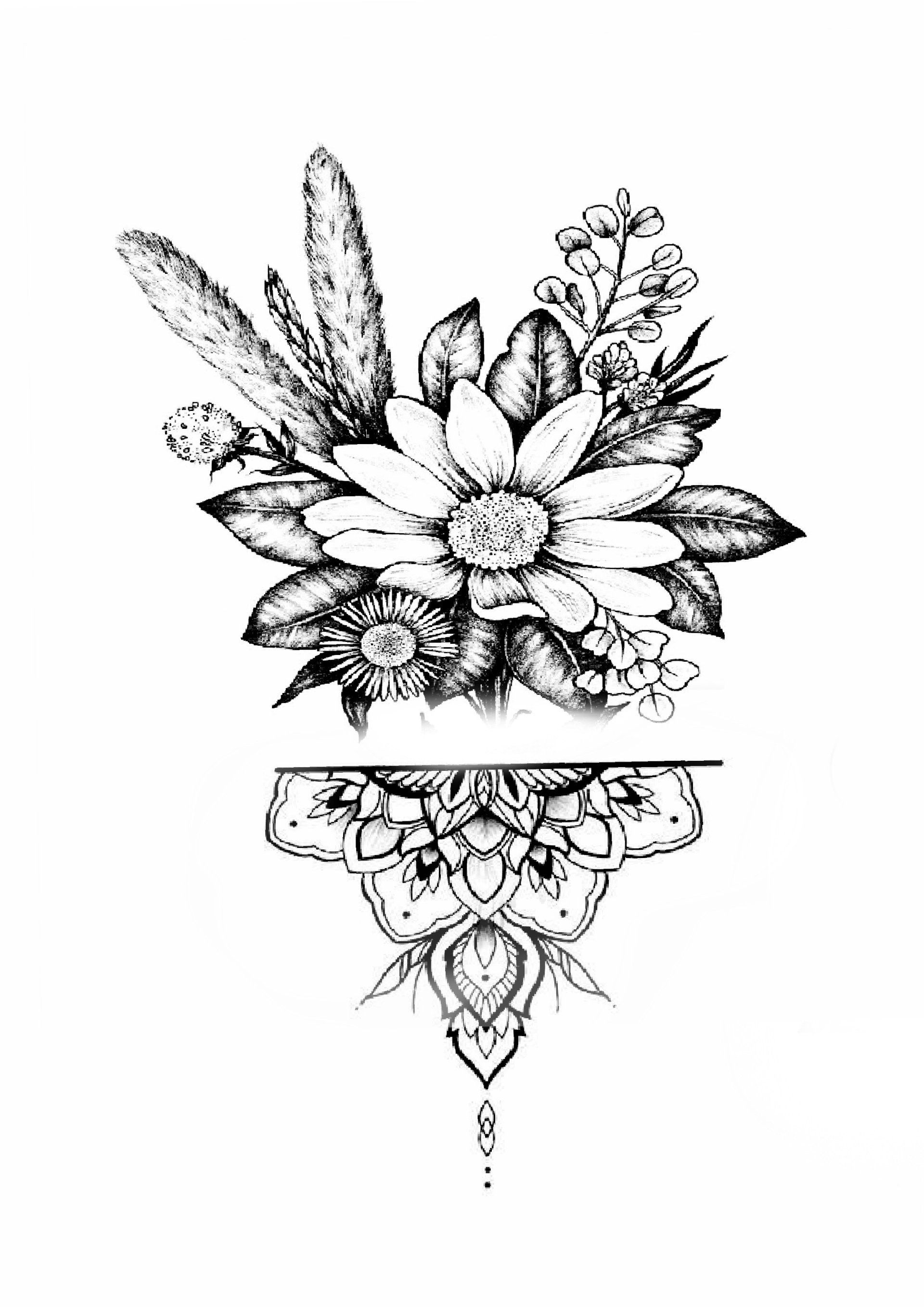 Flower mandala line work