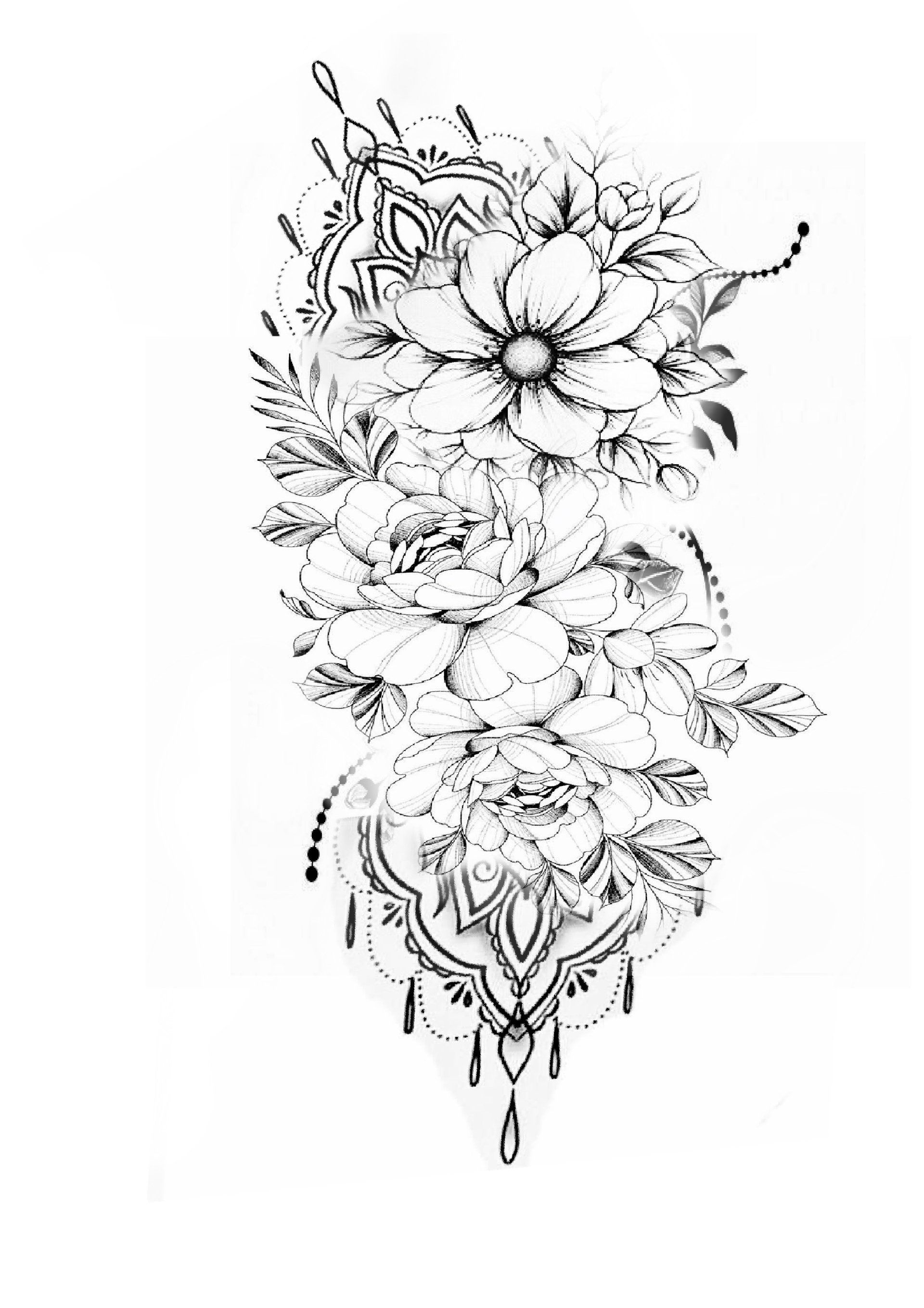 Flower mandala dots line work