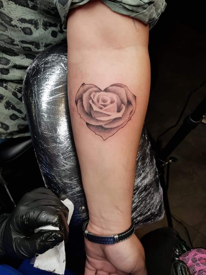rose tattoo black and grey realistic