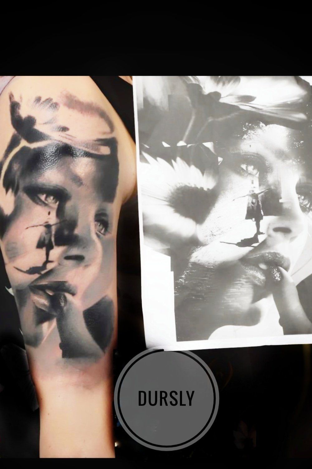 Thinking woman black and grey portrait