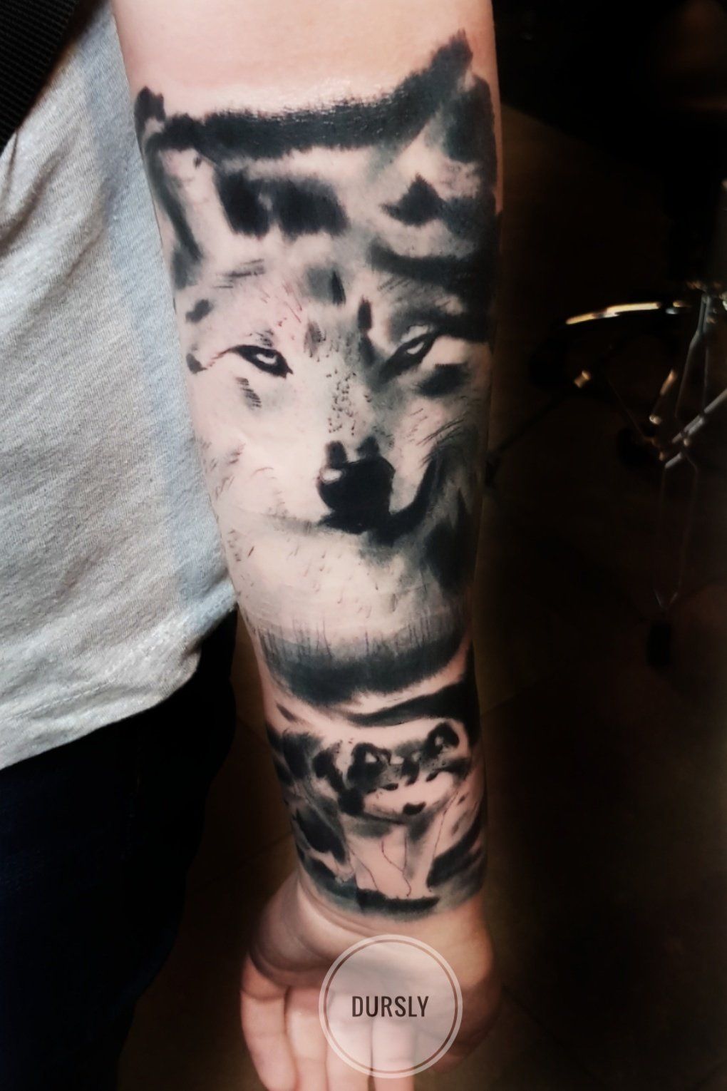 wolf black and grey tattoo