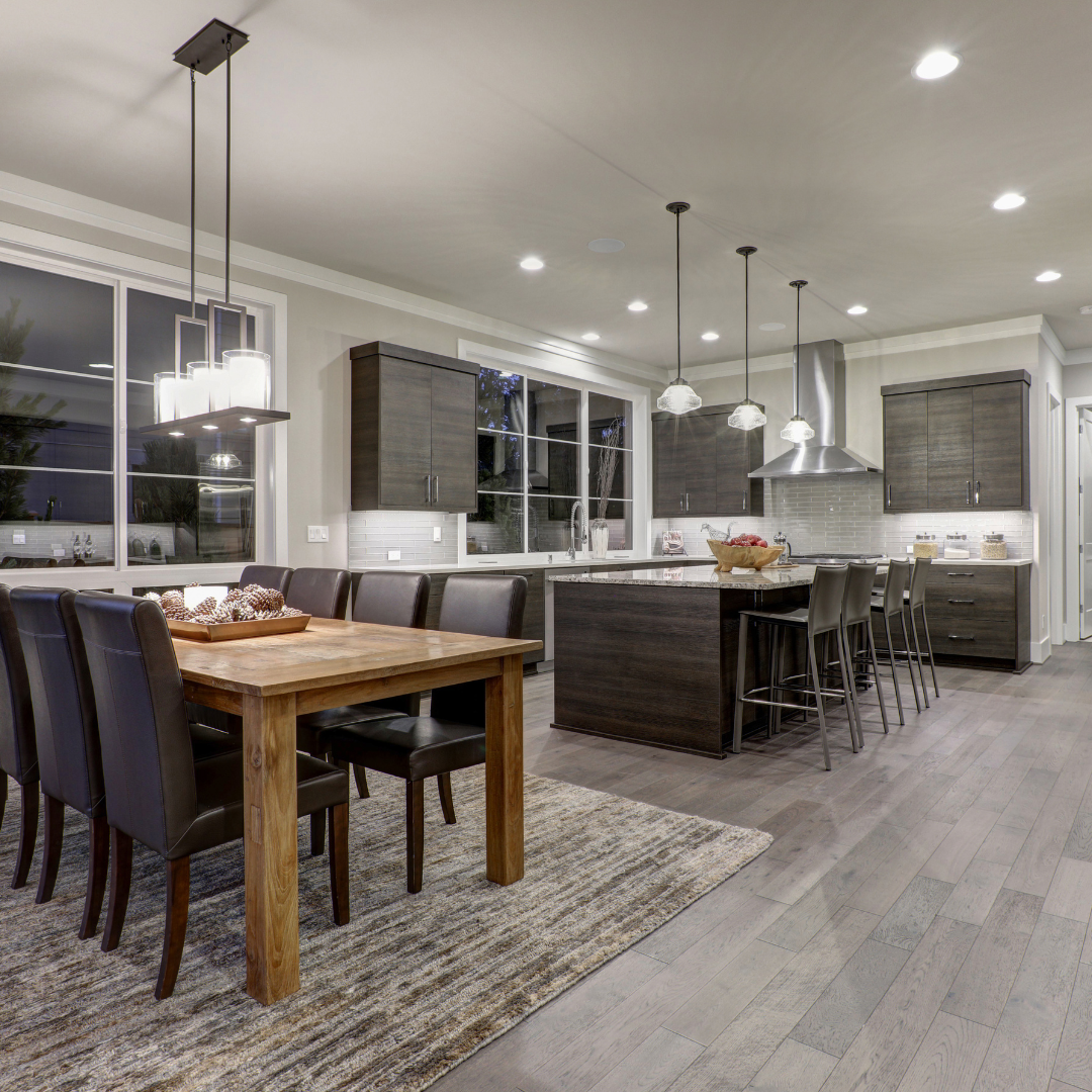 Home with an open concept highlighting the dining and kitchen spaces