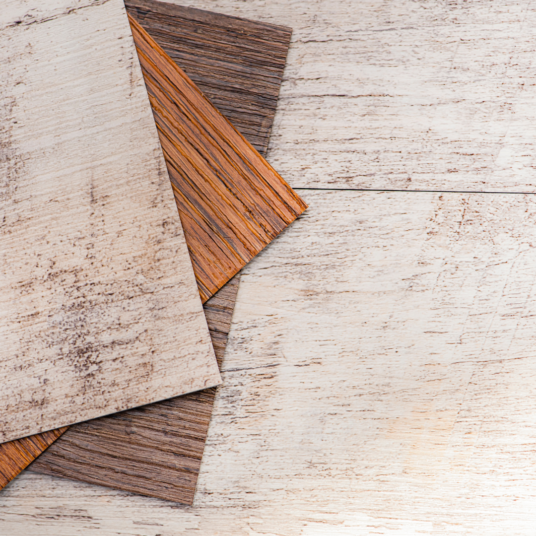 Three different kinds of vinyl wood flooring.