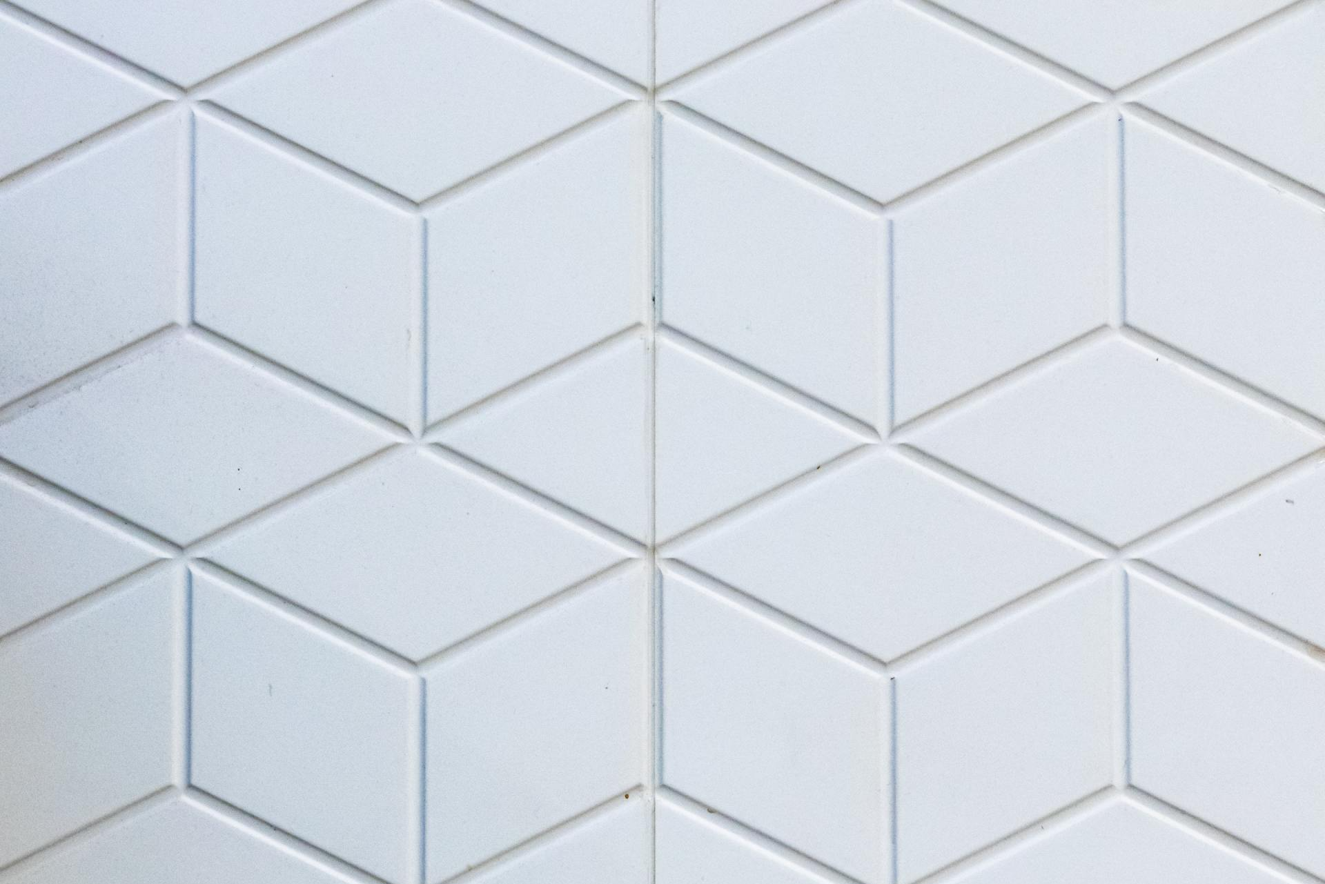 white geometric kitchen and bathroom tile with white grout
