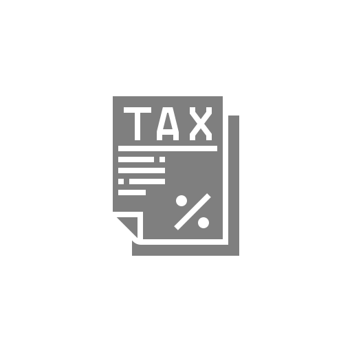 A gray tax icon on a white background.
