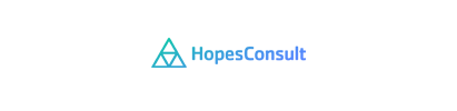 A hopes consult logo with a blue triangle on a white background