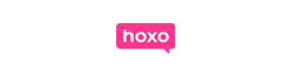 A pink speech bubble with the word hoxo on it