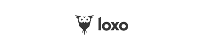 A black and white logo for a company called loxo