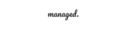 The word managed is written in cursive on a white background