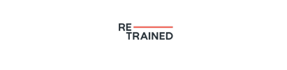 A logo for re trained on a white background
