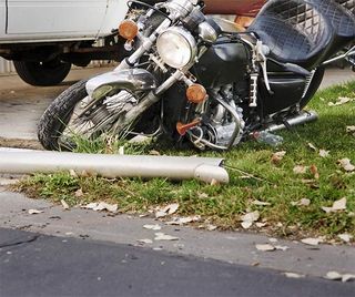 Motorcycle Accident Attorney — Crashed Motorcycle in Saginaw, MI