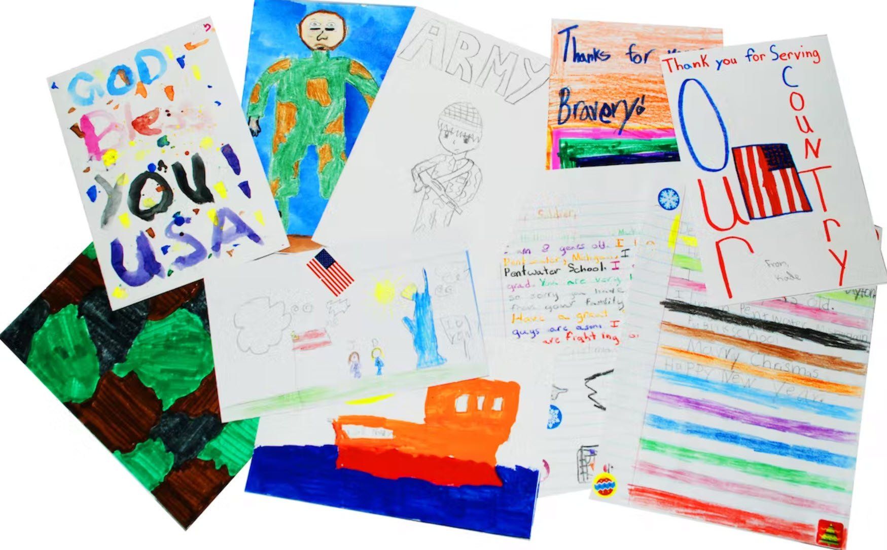 Cards and letters included in care packages