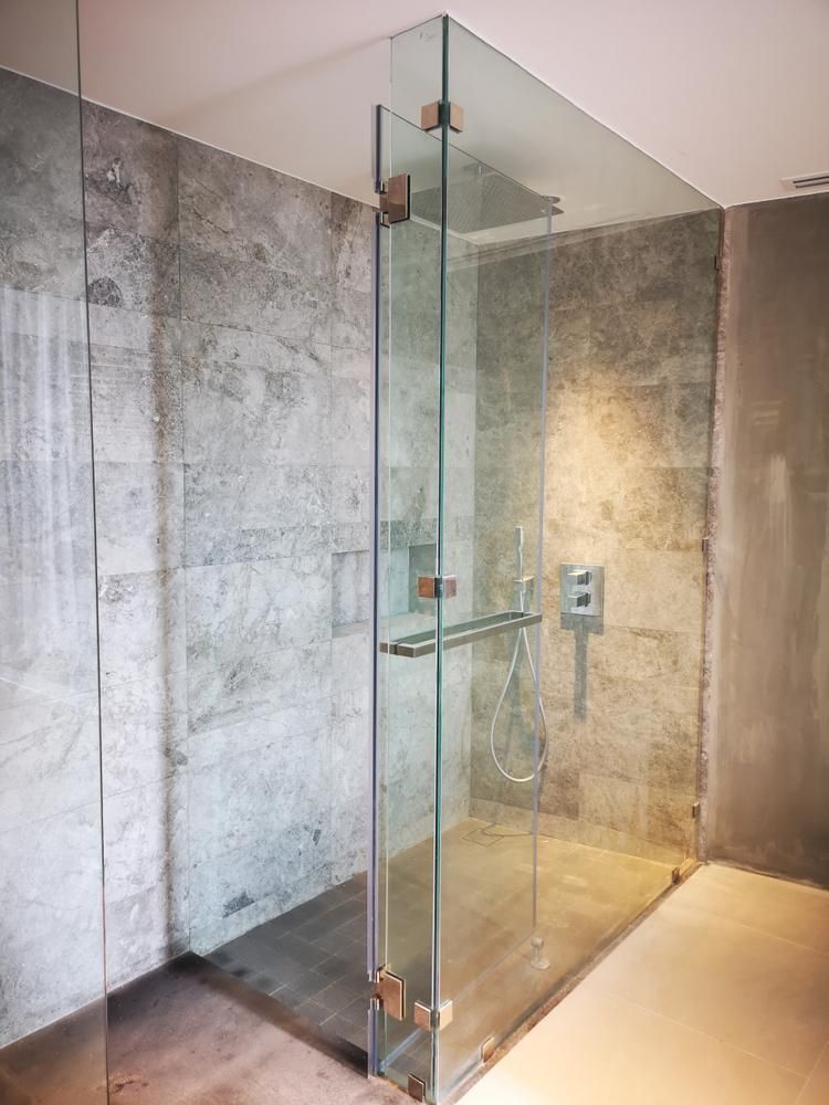A Bathroom with A Walk in Shower with A Glass Door — Grafton Glass in South Grafton, NSW