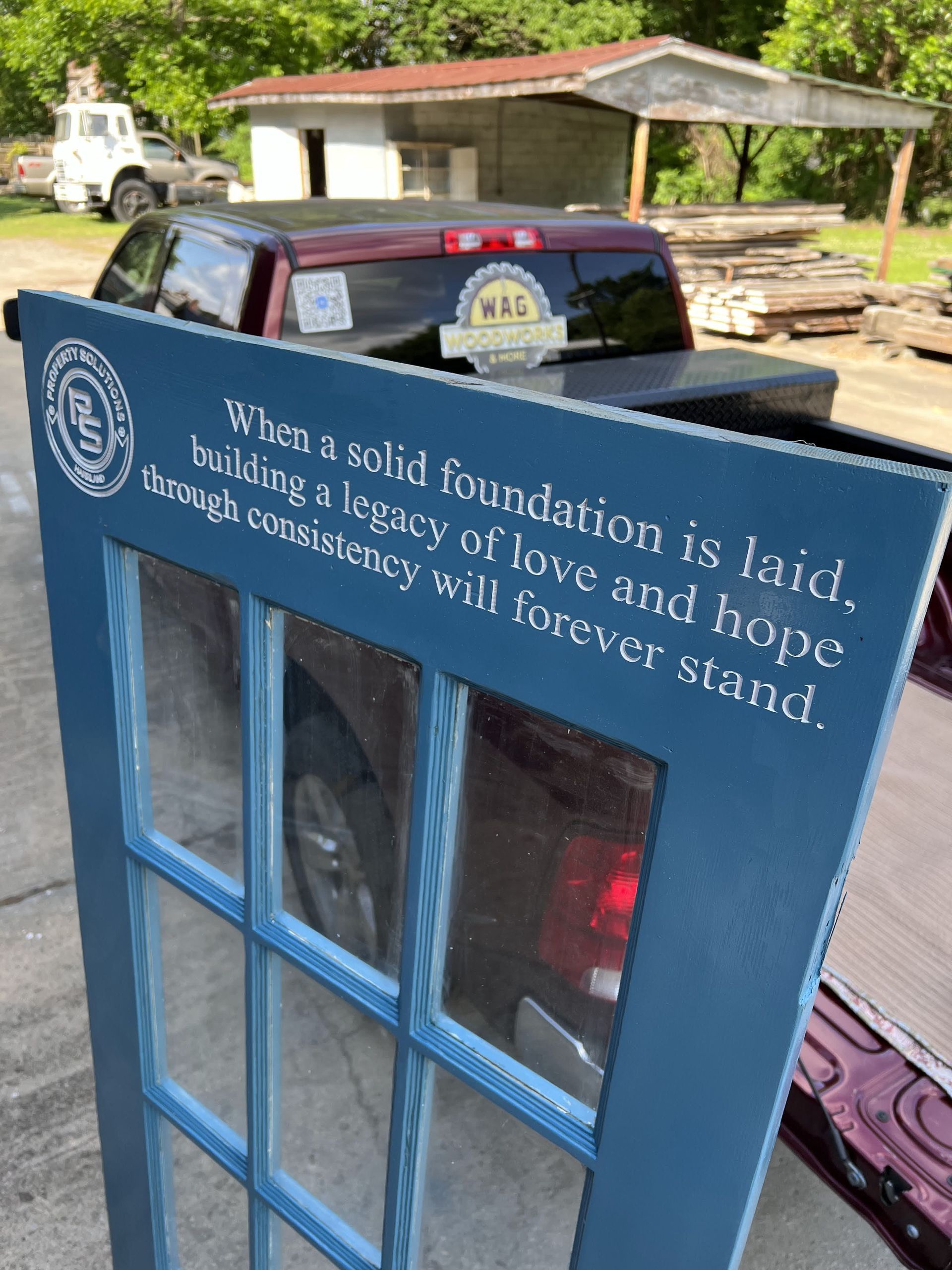 A sign that says when a solid foundation is laid building a legacy of love and hope through consistently will forever stand