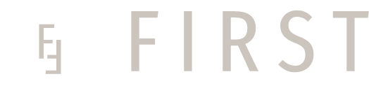 The word first is written in white letters on a white background.