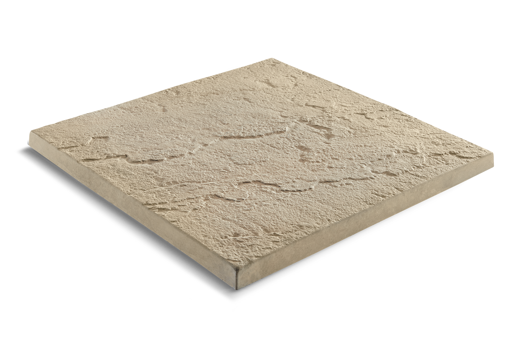 Square beige concrete paving slab with textured surface.