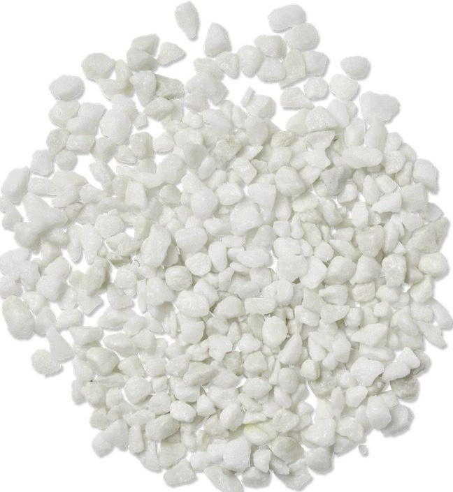 Pile of small, white, irregularly shaped stones.