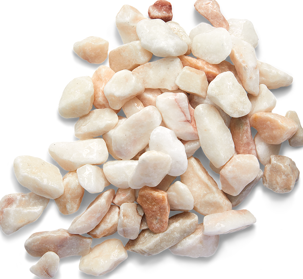 Pile of light pink and white pebbles.