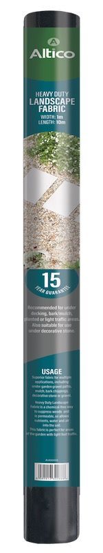 A cylindrical roll of Altico artificial turf, green and tan in color. Text indicates it's 15 sq ft.