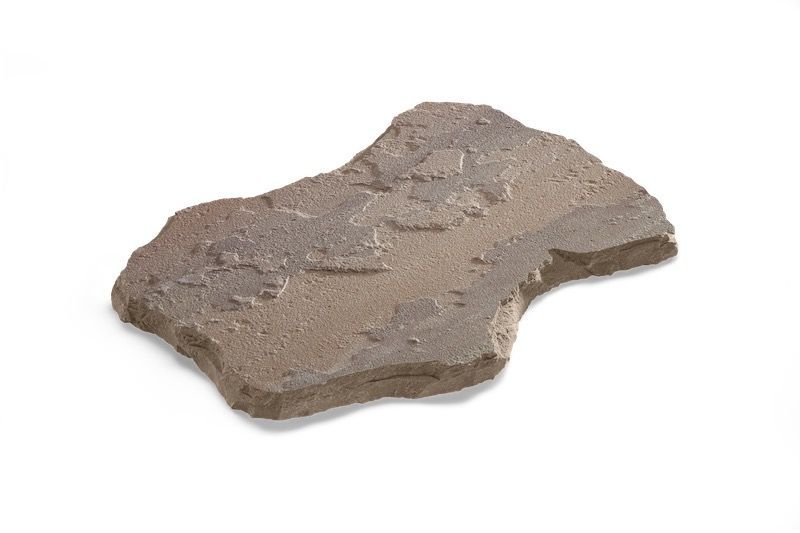 Stone paver, brown with irregular edges, on white background.
