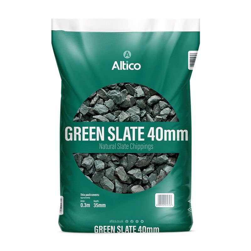 Bag of green slate, labeled 