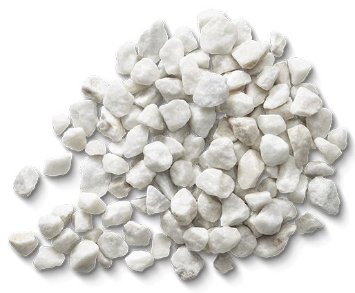 Pile of small, white marble rocks.
