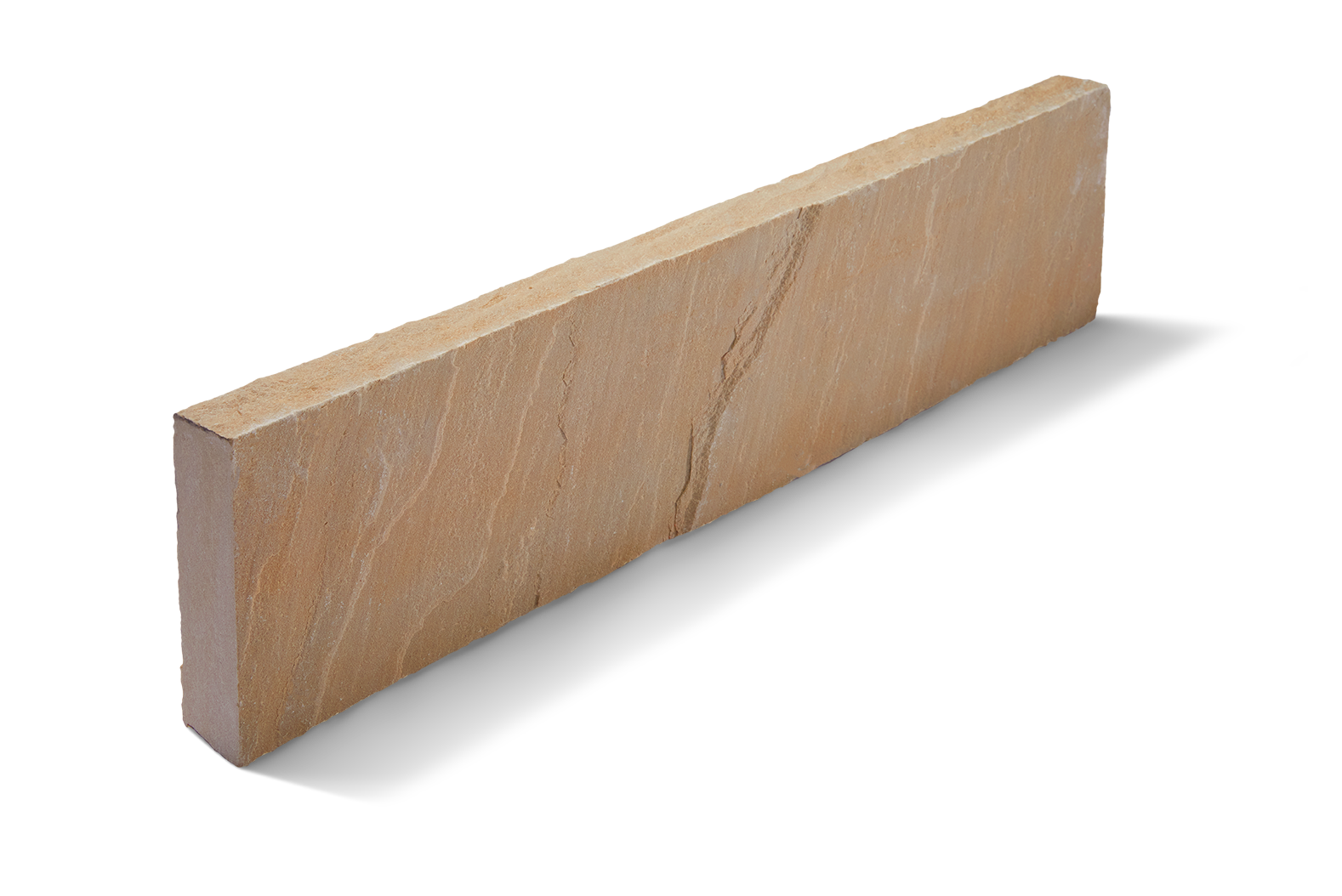 Tan rectangular stone brick with subtle texture and angled shadow.