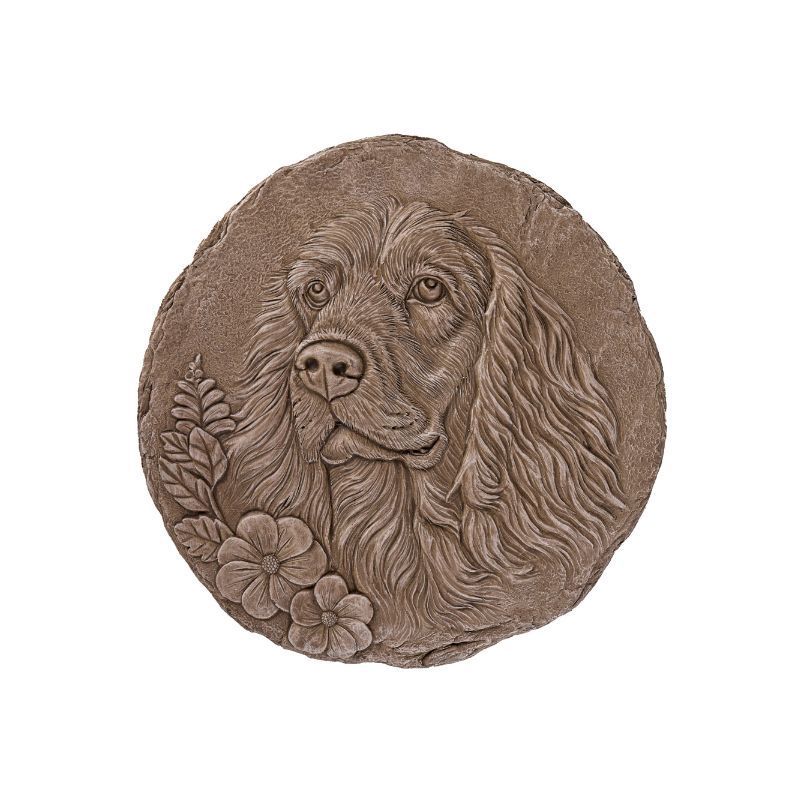 Dog stepping stone with an Irish setter design.
