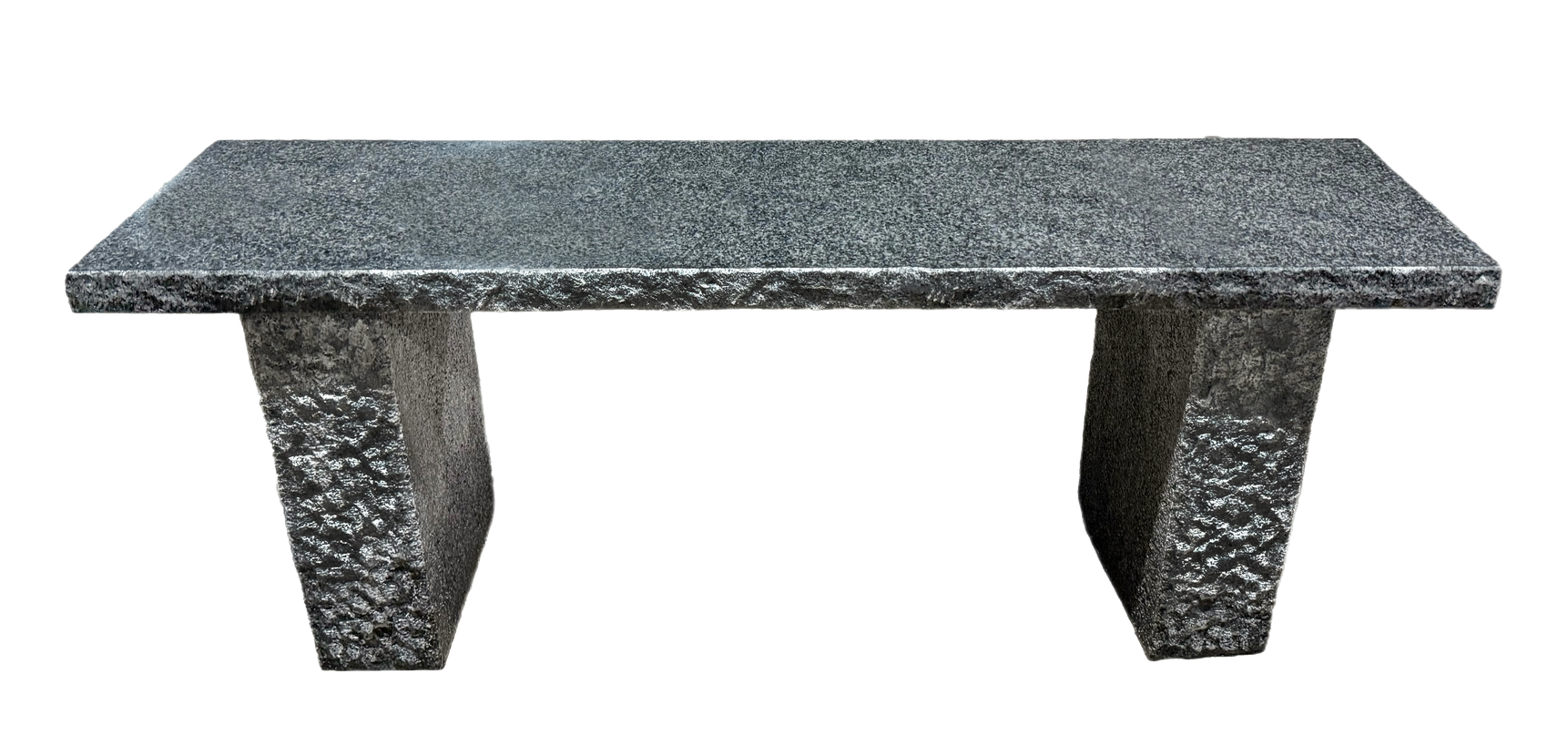 Granite bench with a textured surface, sitting on a white background.
