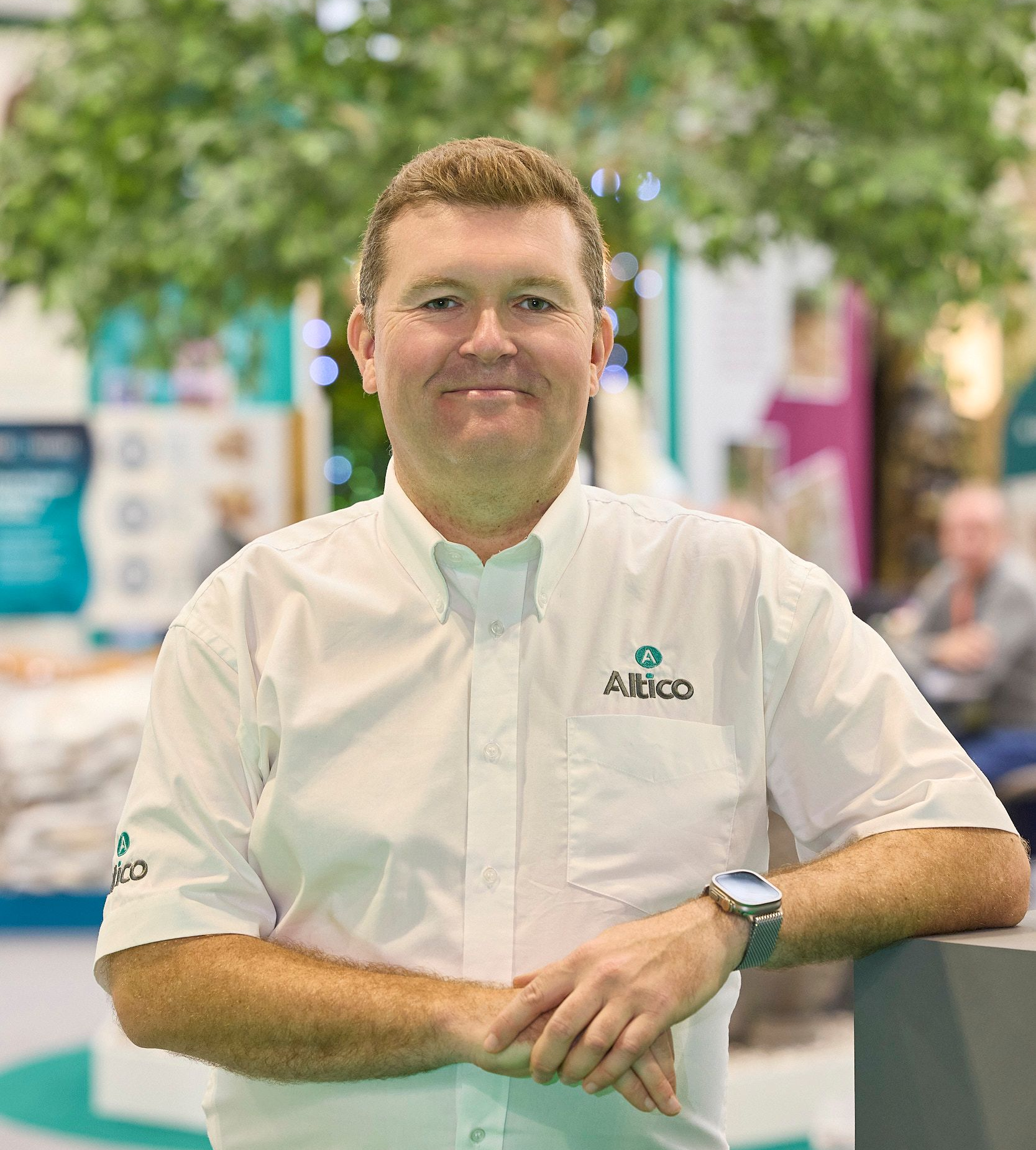 Man in a white shirt with an 