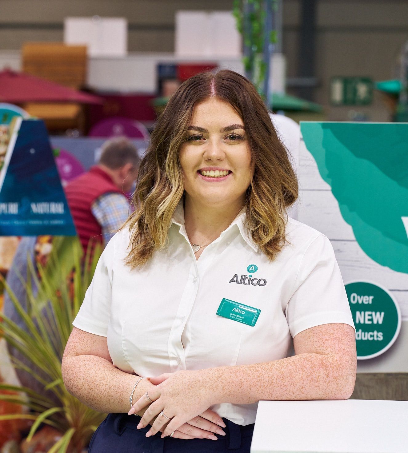 Woman in a white shirt with an 