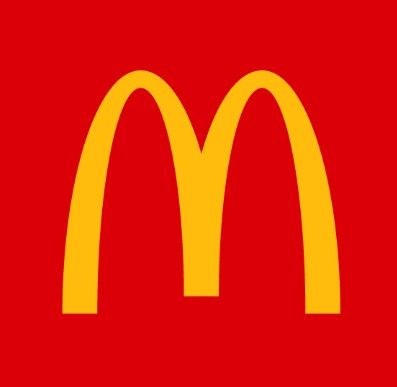 O logotipo do McDonald's está sobre um fundo vermelho.