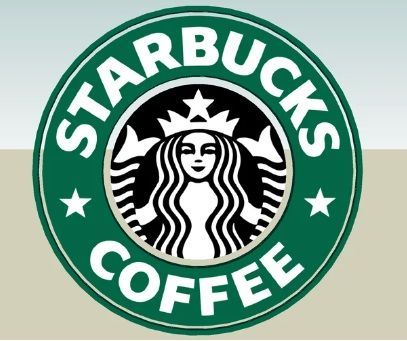 Um logotipo do café Starbucks com uma mulher em uma coroa