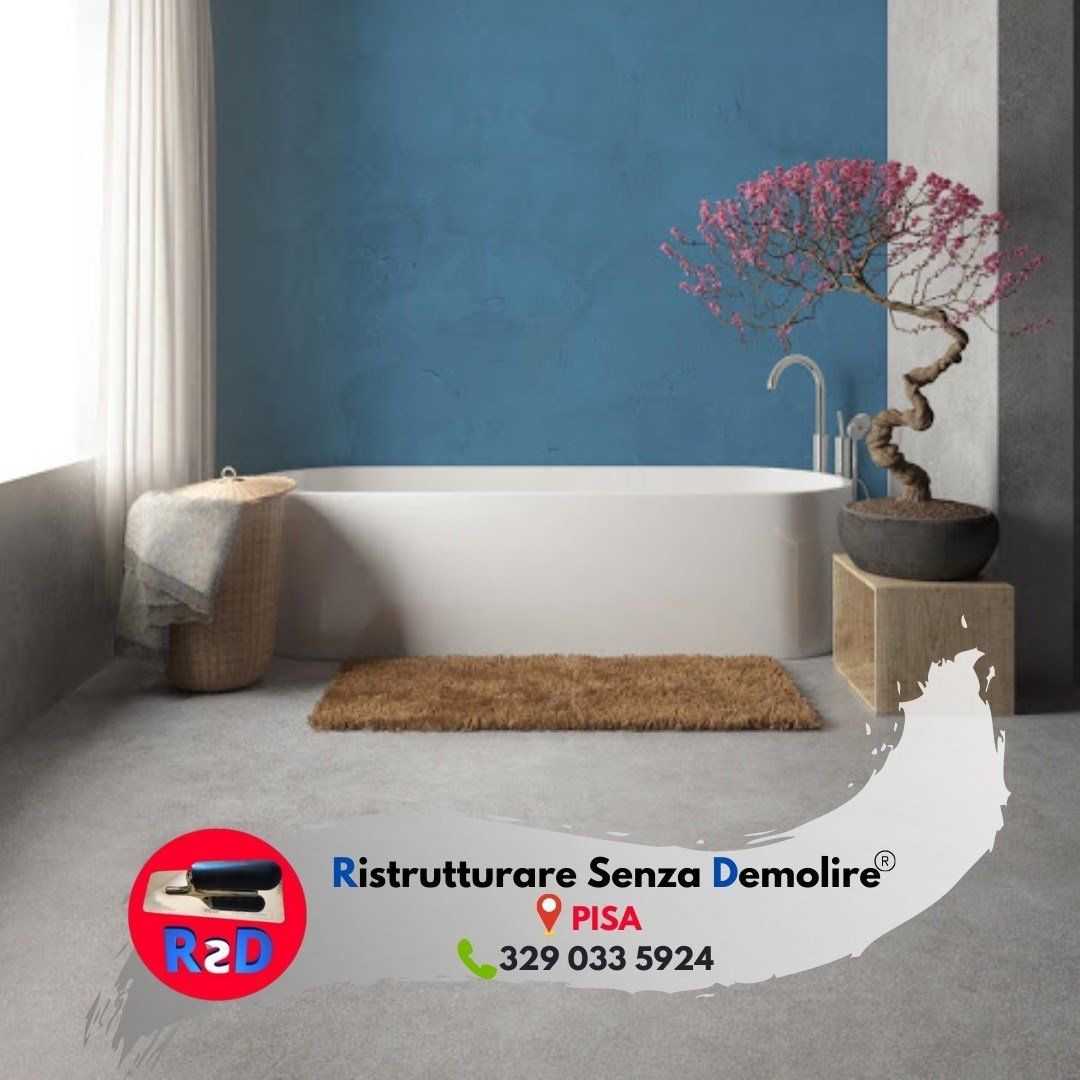 bagno parete stucco e pavimento microcemento
