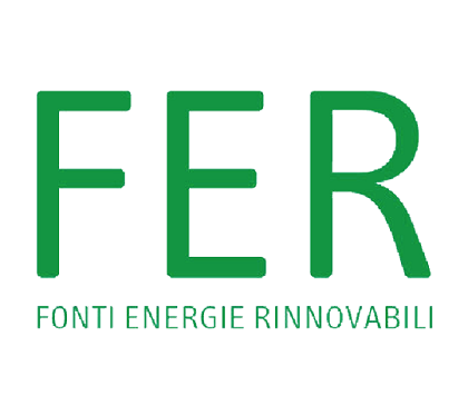 A green and white logo for fer fonti energie rinnovabili